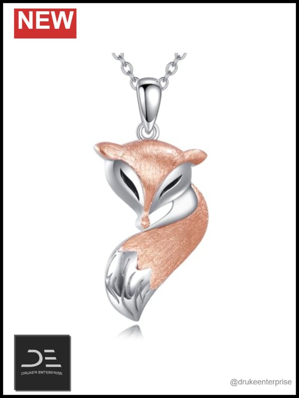 925 Sterling Silver Fox Pendant Necklace Animal Jewelry Gift Mom